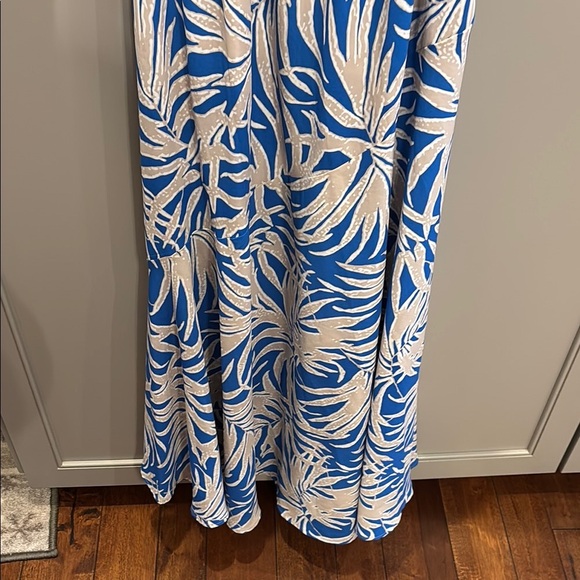 NWT Tychee sleeveless blue/tan maxi dress sz S - Picture 3 of 6